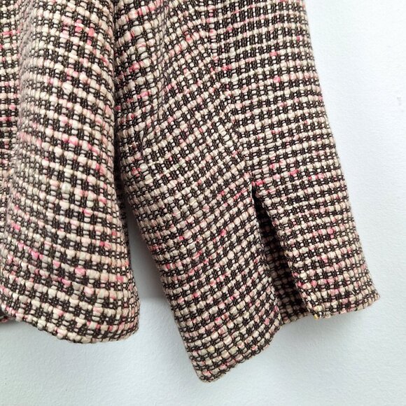100% Silk Tweed Blazer Jacket Size 14. Pink White Brown Boucle Elana by Tanner - Picture 11 of 16